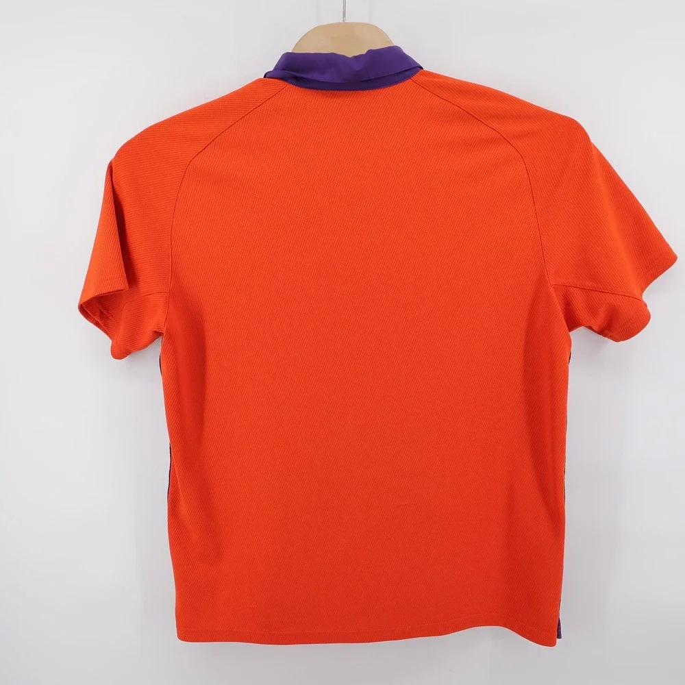 Vintage Nike Clemson Tigers Dri-FIT Polo Orange Short Sleeve Mens Large‎